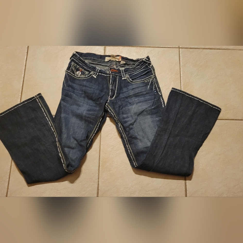 Laguna Beach size 34 RARE Vintage Fleur De Lis skull embellished baggie jeans